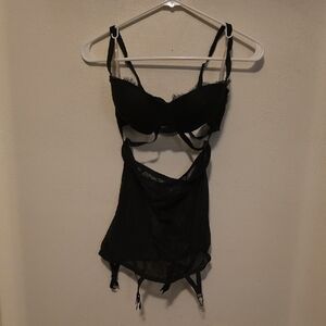Victoria's Secret Black Lace Chemise Set